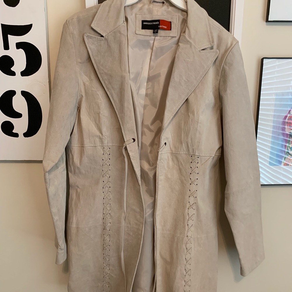 Tie Closure Suede Long Jacket